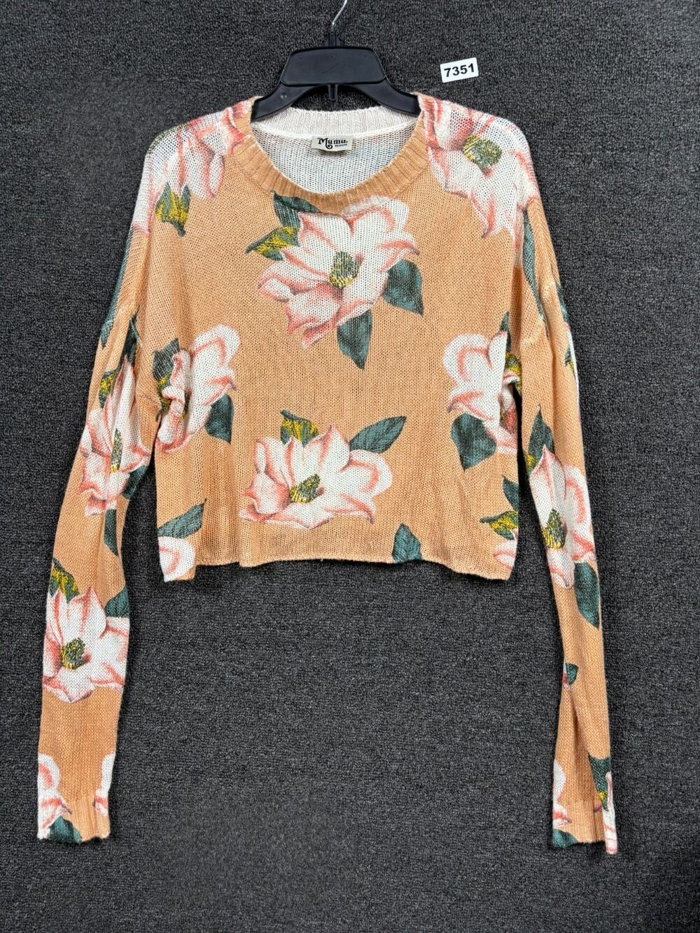 Show Me Your Mumu Cropped Varsity Sweater Sz M Southern Magnolia Loose Knit Boho